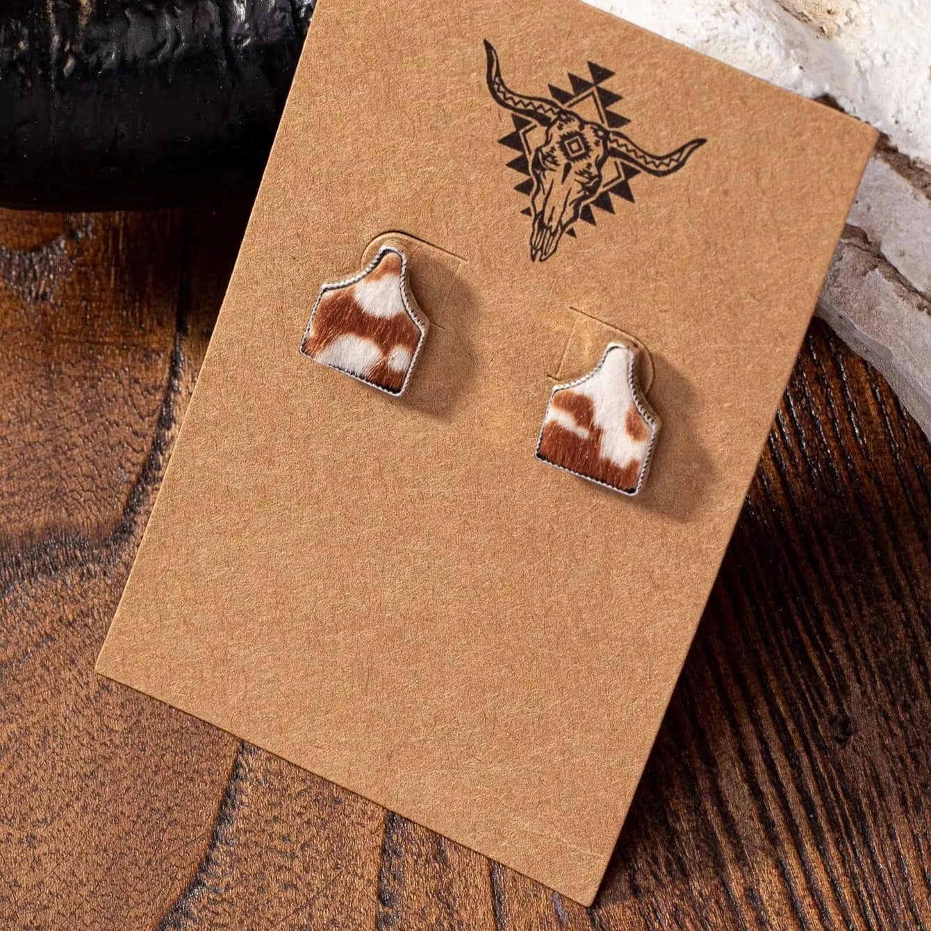 Cow Tag Stud Earrings