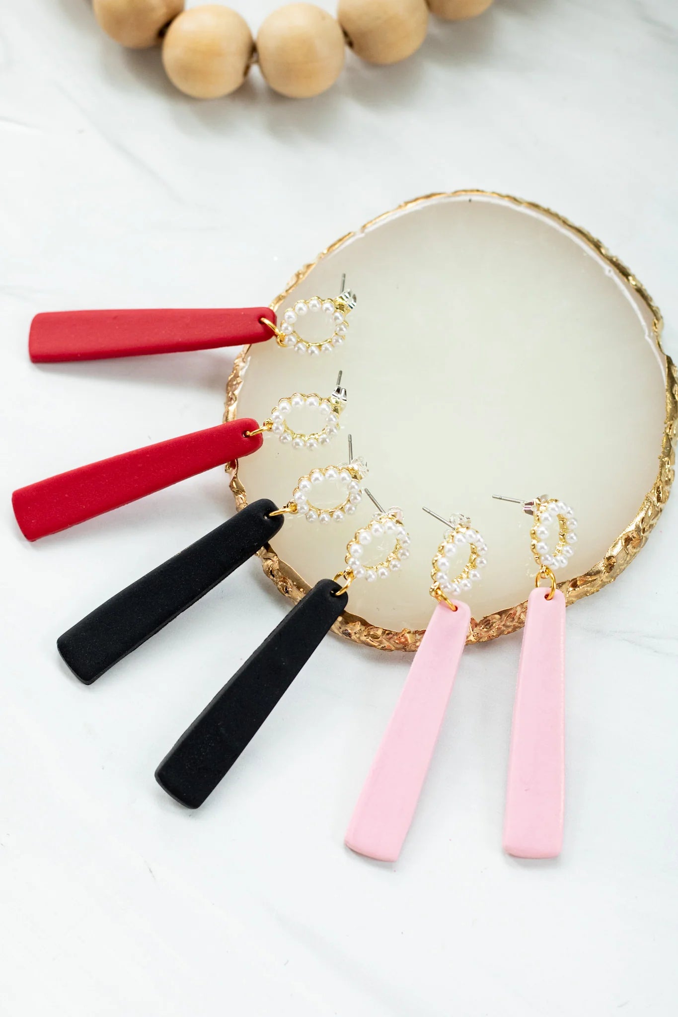 Black and Pearl Bar Dangles