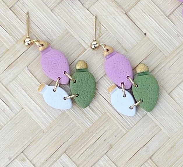 Pastel Christmas Light Dangle Earrings