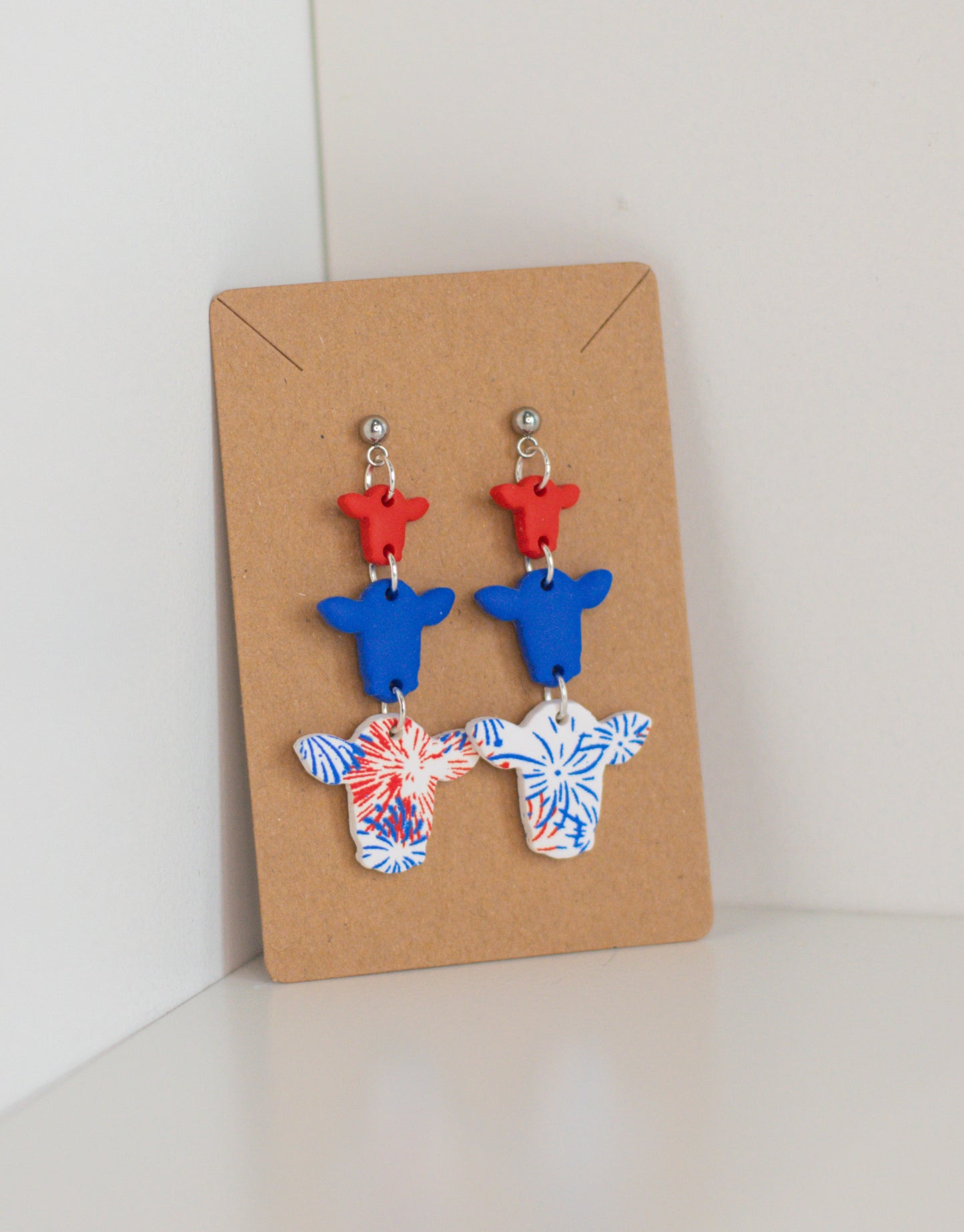 Patriotic Cow Dangles
