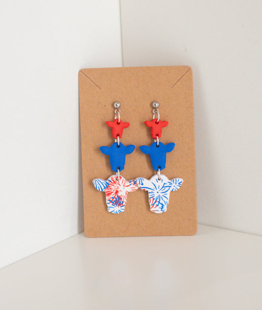 Patriotic Cow Dangles